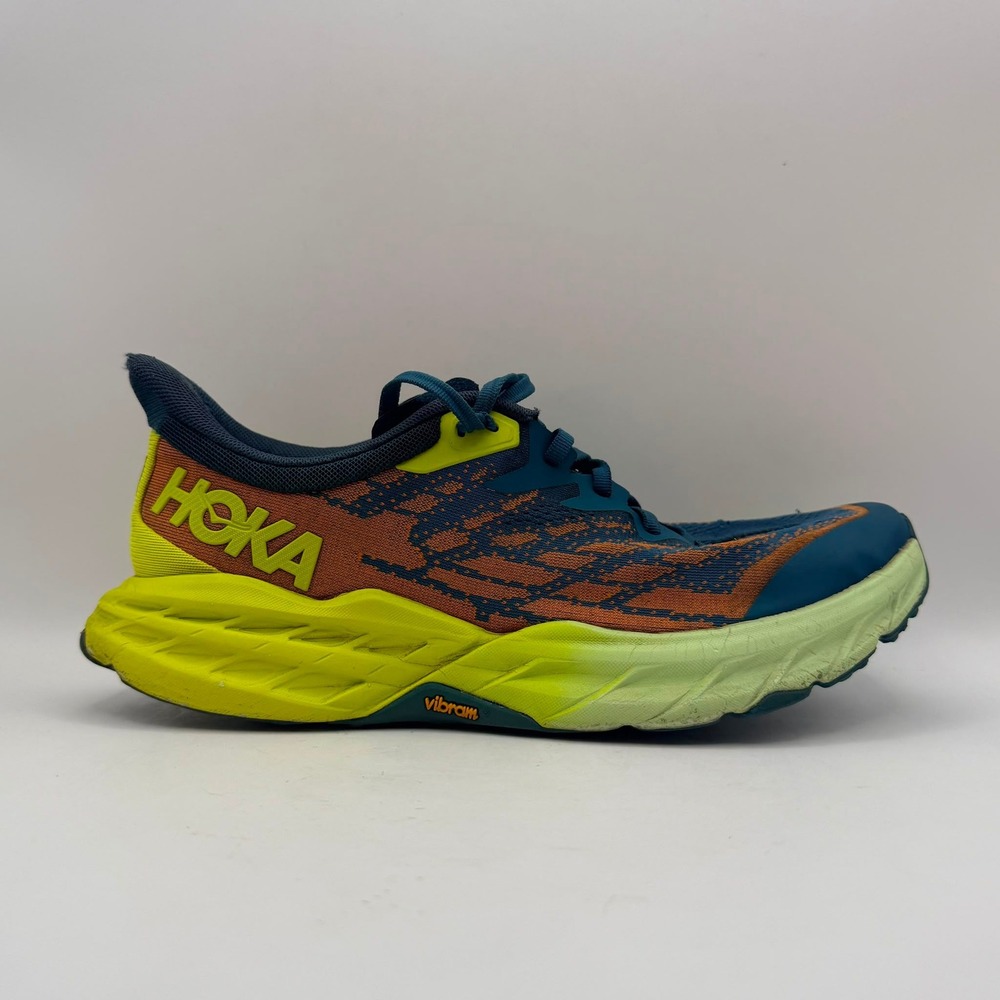 HOKA Speedgoat 5 Men's 8.5 Blue Orange Yellow Vibram Trail Running Shoes